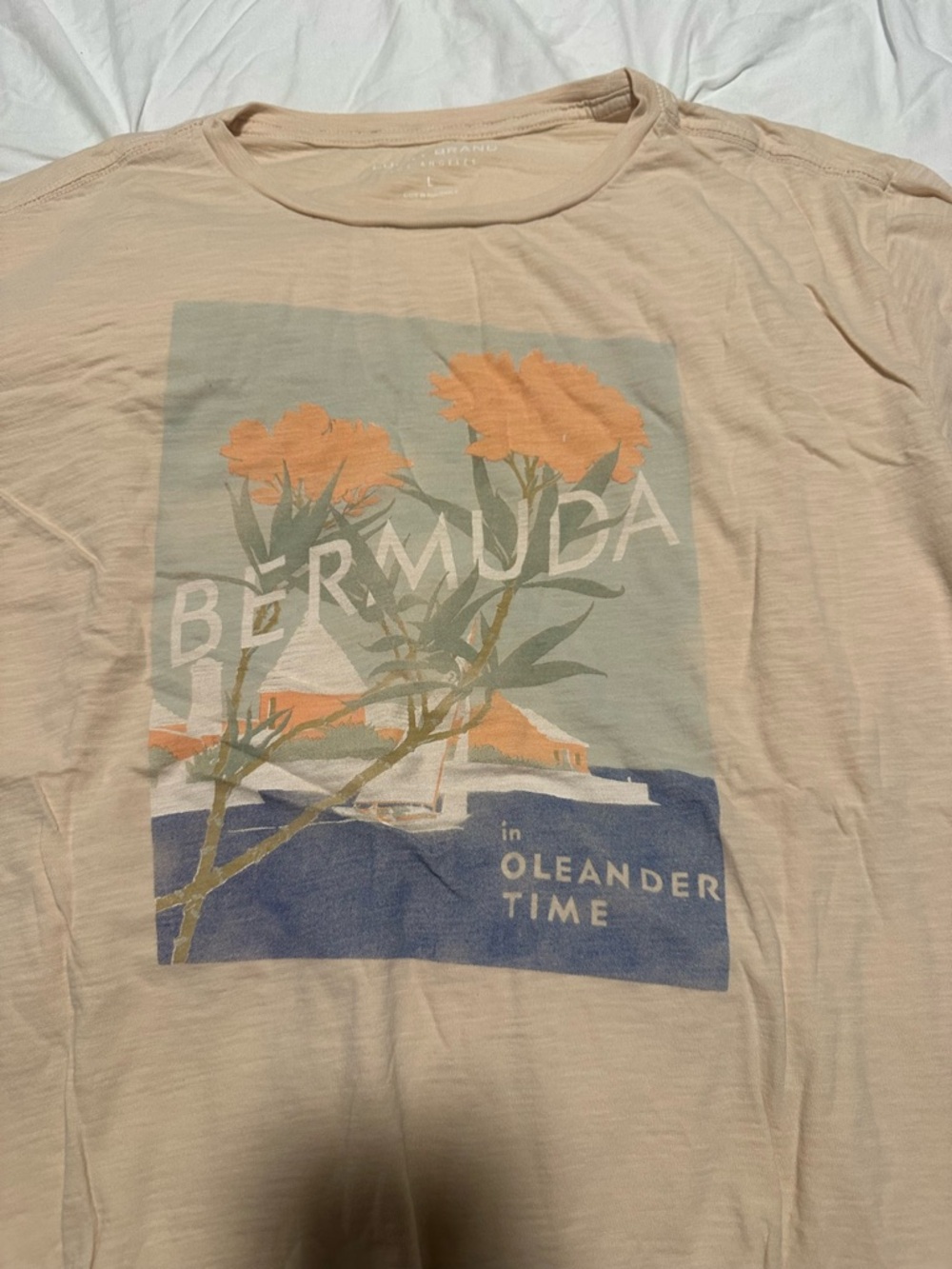 Lucky Brand Beige Short-Sleeve Tee with Orange Floral Graphic - Picture 2 of 3